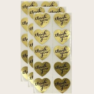 100pcs Heart Shaped Thank You Stickers